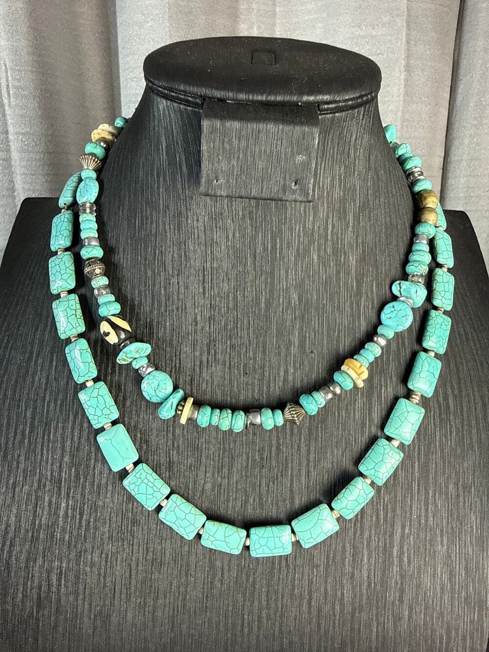 Vintage Faux Turquoise Necklace Bundle- 2pc